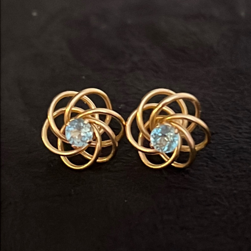 14k gold blue topaz AFJC Earrings